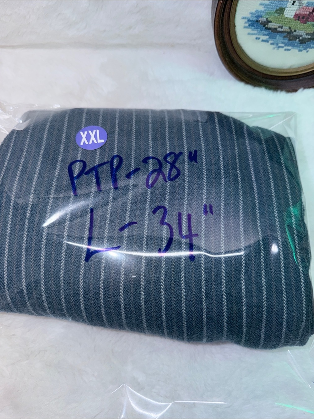 45% Cotton Arnold Palmer Men's Blue Vertical-Stripe Casual Button-Up Shirt 👔 - Picture 3 of 4